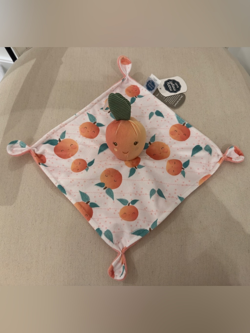 🍑 NWT Mary Meyer Sweet Soothie Peach Blanket Plush Lovey Security Baby Blanket